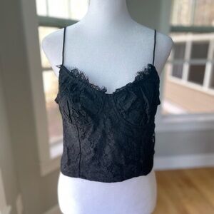 SHEIN Black Lace Mesh Going Out Top Cami Tank Top